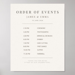 Minimalistisches Hochzeitsschild Warmweiß Poster