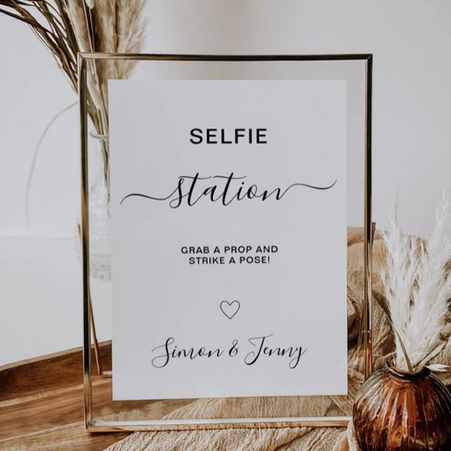 Minimalistisches Hochzeitssegment Einladung (Minimalist Wedding Selfie Station Sign, Invitation)