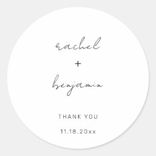 Minimalistisches Hochzeitsskript Moderne einfache Runder Aufkleber
