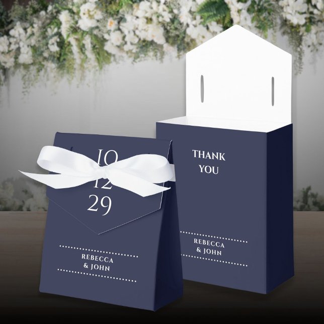 Minimalistisches Hochzeitssonderdatum für Navy Blu Geschenkschachtel (Navy Blue Minimalist Special Date Wedding Favor Boxes)