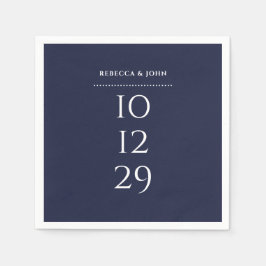 Minimalistisches Hochzeitssonderdatum für Navy Blu Serviette