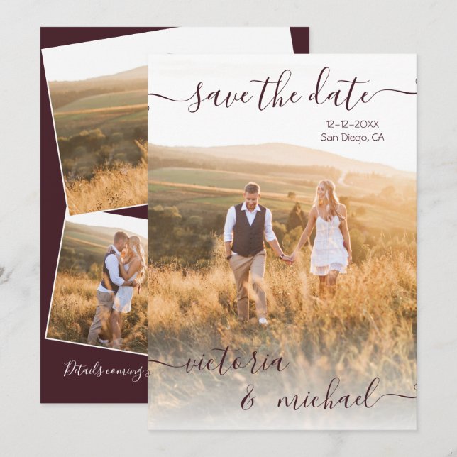 Minimalistisches Hochzeitsstipendium Foto Save the Einladung (Vorne/Hinten)