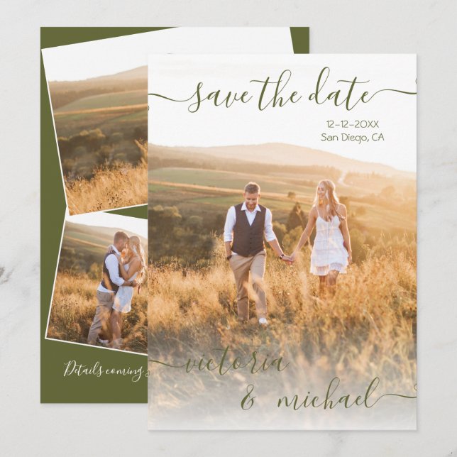 Minimalistisches Hochzeitsstipendium Foto Save the Einladung (Vorne/Hinten)