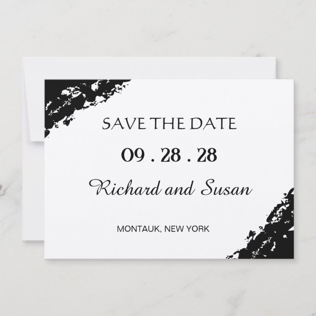 Minimalistisches Hochzeitsszenario in Black Waterc Save The Date (Vorderseite)