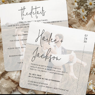 Minimalistisches Hochzeitsszenario mit modernem Fo Einladung