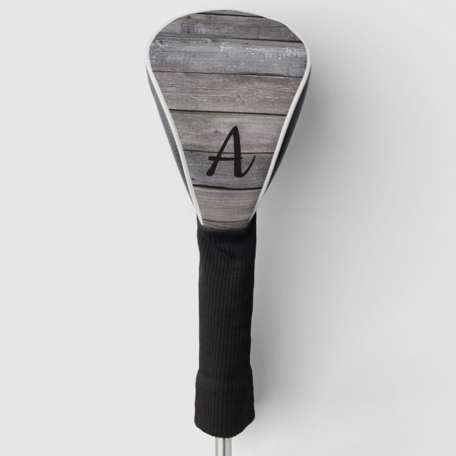 Minimalistisches Holzmuster Monogramm handschriftl Golf Headcover (Vorderseite)