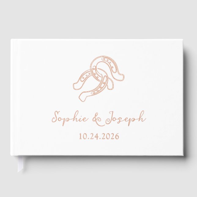 Minimalistisches Horseshoe | Echte Gold Foil Hochz Gästebuch (Vorderseite)