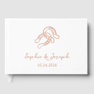 Minimalistisches Horseshoe Echte Gold Foil Hochz Gästebuch
