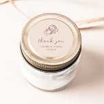 Minimalistisches Horseshoe | Neutrale und braune H Runder Aufkleber<br><div class="desc">Diese trendigen und dennoch eleganten,  beige-braunen Hochzeitsaufkleber oder Brautparty-Aufkleber sind modern und minimalistisch rustikal mit handgeschriebener Schrift,  die "danke" sagt,  sowie klassischem Text. Ein handgezeichnet Paar Hufeisen wird in einer subtilen Illustration präsentiert,  um ein aktualisiertes Aussehen für Ihr Land,  Western oder Cowboy Thema Hochzeit.</div>