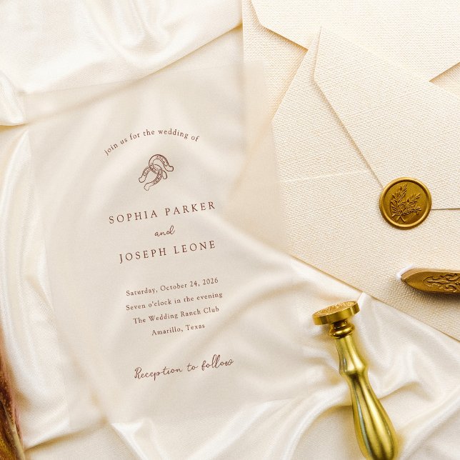 Minimalistisches Horseshoe | Rustikale Braun-Hochz Acryleinladungen (Von Creator hochgeladen)