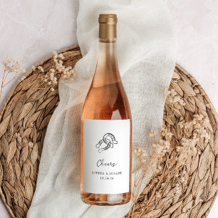 Minimalistisches Horseshoe Schwarz-Weiß-Hochzeit Weinetikett