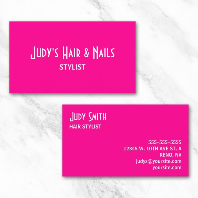 Minimalistisches Hot Pink und Weiß Visitenkarte (Minimalist Hot Pink and White Business Cards)