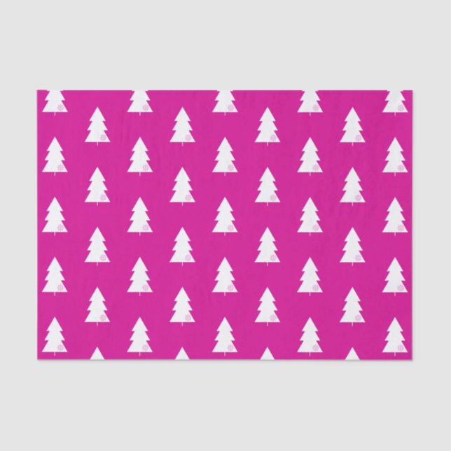Minimalistisches Hot Pink White Christmas Tree Mus Seidenpapier (Vorderseite)
