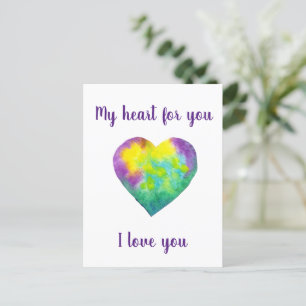 Minimalistisches Ich liebe dich Regenbogen-Wasserf Postkarte