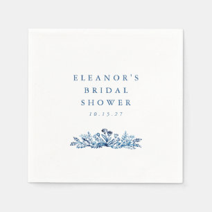 Minimalistisches Indigoblau Tinte Botanisches Brau Serviette