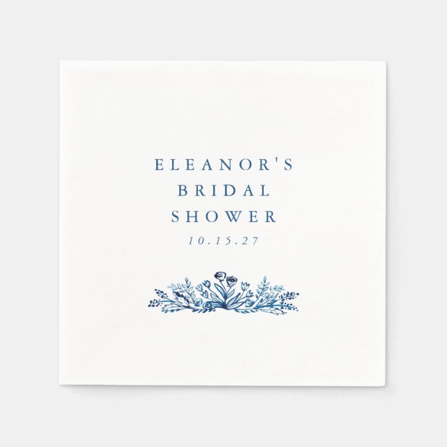 Minimalistisches Indigoblau Tinte Botanisches Brau Serviette (Vorderseite)