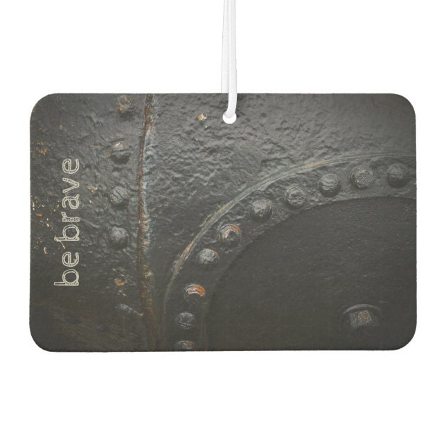 Minimalistisches industrielles Schwarzmetall Autolufterfrischer (Vorderseite)