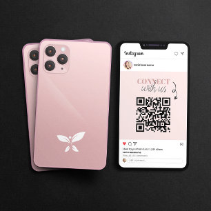 Minimalistisches Instagramm Post QR Code Rose Gold Visitenkarte