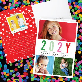 Minimalistisches Jahr 3 Foto Modernes Einfaches Feiertagskarte