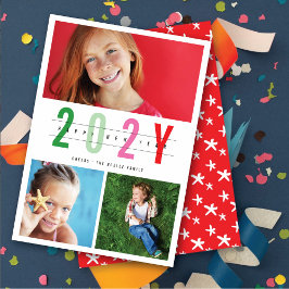 Minimalistisches Jahr 3 Foto Modernes Einfaches Feiertagskarte