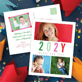 Minimalistisches Jahr 3 Foto Modernes Einfaches Feiertagspostkarte