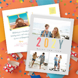 Minimalistisches Jahr Einfach 3 Foto Modernst Feiertagspostkarte