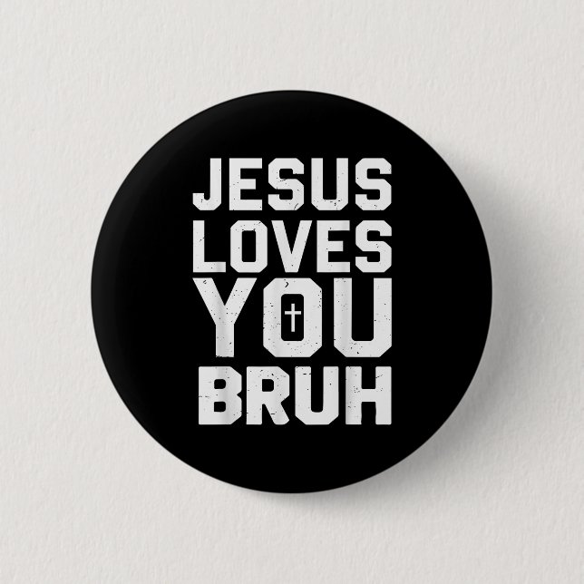 Minimalistisches Jesus liebt dich Alter lustiges c Button (Vorderseite)