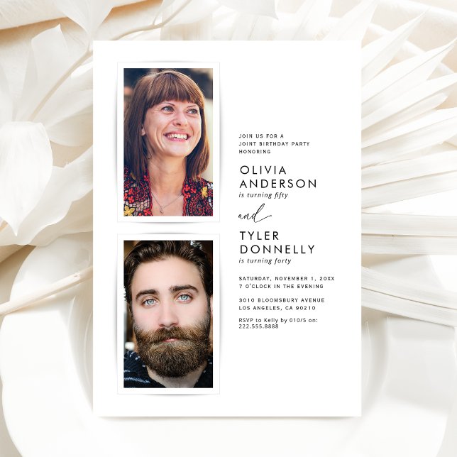 Minimalistisches Joint-Birthday-Foto Einladung (Von Creator hochgeladen)
