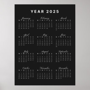 Minimalistisches Kalenderposter 2025 Poster
