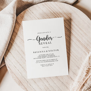Minimalistisches Kalligraphie Gender Reveal Party Einladung