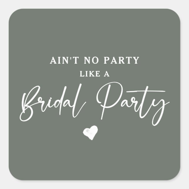 Minimalistisches kalligraphisches Brautparty Quadratischer Aufkleber (Vorderseite)