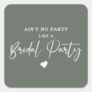 Minimalistisches kalligraphisches Brautparty Quadratischer Aufkleber