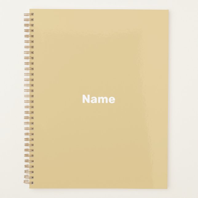 Minimalistisches Kamelbeige individuelle Name Jahr Planer (Vorderseite)