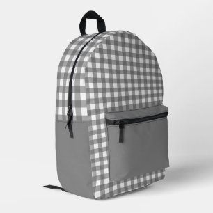 Minimalistisches Kariertes Muster in Grau und Weiß Bedruckter Rucksack