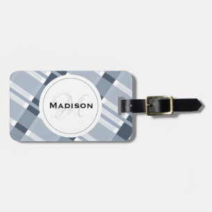 Minimalistisches Karo-Travel-Tag in Navy und Blau  Gepäckanhänger