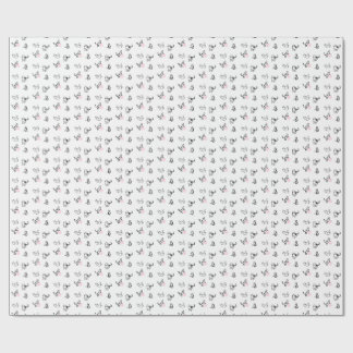 Minimalistisches Katze- und Garn handgezeichnetes Geschenkpapier