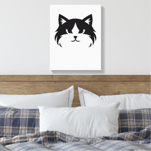 Minimalistisches Katzen-Gesicht Leinwanddruck
