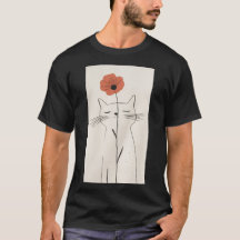 Minimalistisches Katzenblumen-Shirt Süßes Geschenk