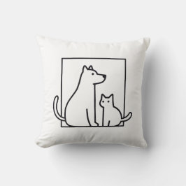 Minimalistisches Katzenklo und Hundelinie Art Thro Kissen