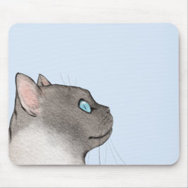 Minimalistisches Katzenprofil auf einem pastelförm Mousepad
