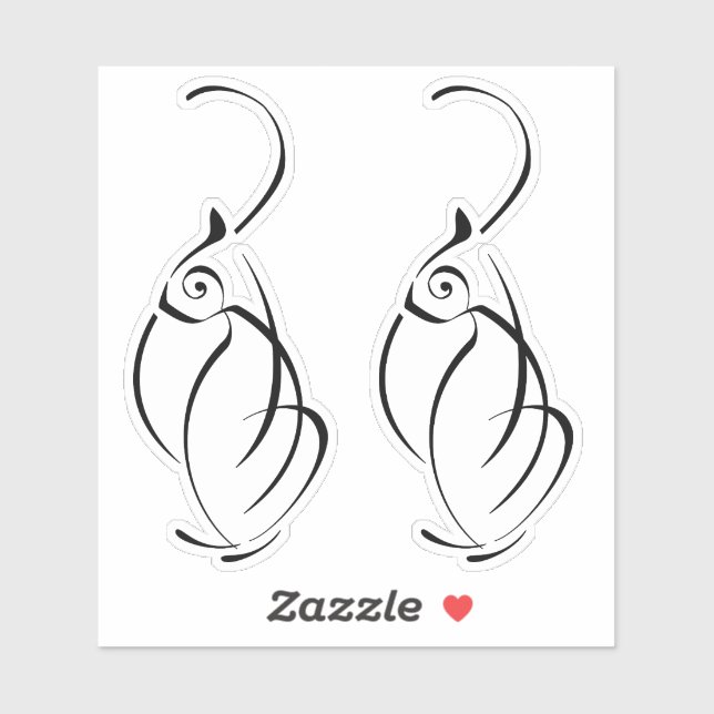 Minimalistisches Katzentätowierung. 2 Aufkleber mi (Blatt)