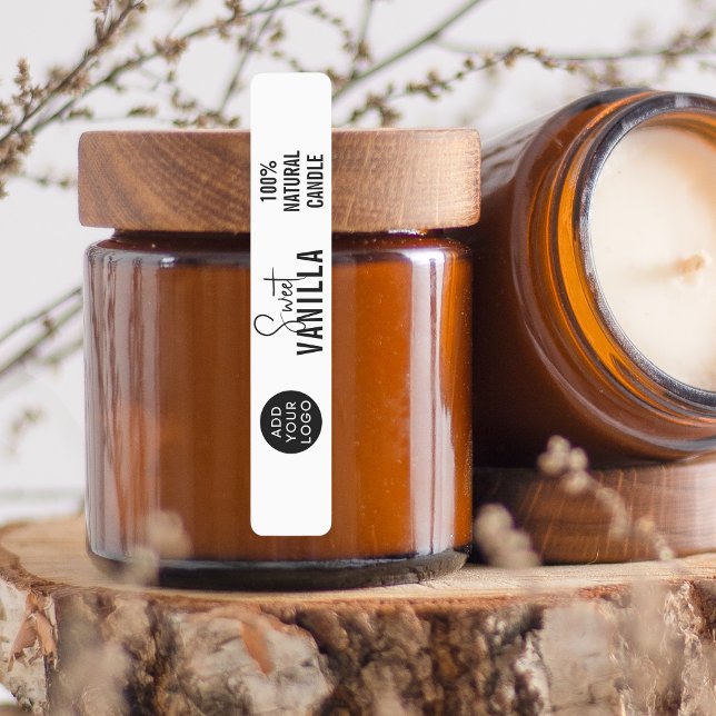 Minimalistisches Kerzenlicht | LOGO-Produkt Etiketten (Minimalist Candle Business Black White  LOGO Product Labels | Branding Stickers)