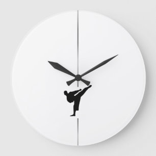 Minimalistisches Kickboxing - Kampfkunst - Große U Wanduhr