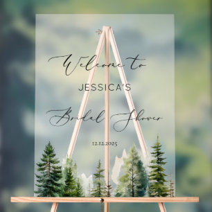 Minimalistisches Kiefernwald Brautparty Willkommen Acrylschild