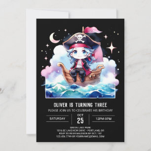 Minimalistisches Kind Pirate Geburtstag Einladung