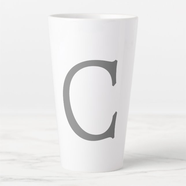 Minimalistisches klassisches Monogramm, Anfangsgra Milchtasse (Vorderseite)