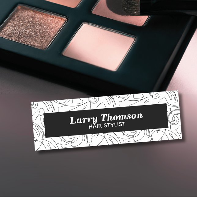 Minimalistisches, klassisches Schwarz-weißes Abstr Namensschild (Von Creator hochgeladen)