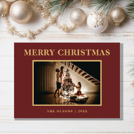 Minimalistisches klassisches Weihnachts-Rotes Foto Feiertagskarte