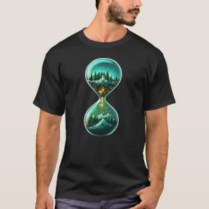 Minimalistisches Kosmisches-Stundenglas-Kiefer-Wal T-Shirt