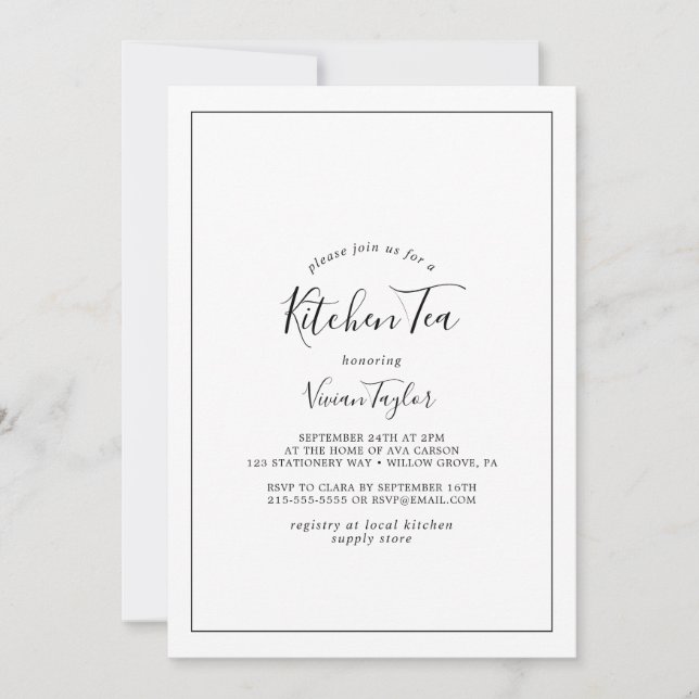 Minimalistisches Küchentee Einladung (Vorderseite)